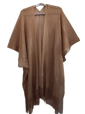 Women's Dressy Shawl/Wrap w/Sleeves Shimmery Gold w/ Fringes One Size Fits All