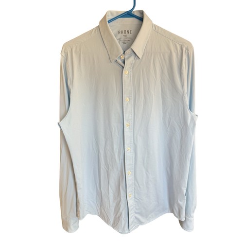 Rhone Commuter Shirt Men's Classic Fit Blue Striped M Stretch Preppy Prep Career - Picture 1 of 8