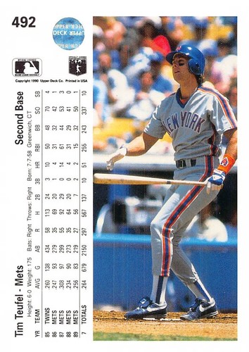 Tim Teufel 1990 Upper Deck 492 New York Mets Baseball Card - Bild 2 von 2