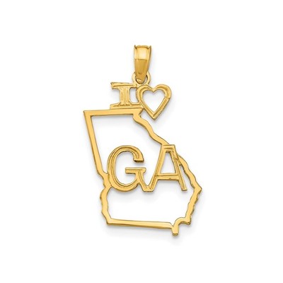 10k Gelbgold Georgia Anhänger Staatskarte Charm I Herz GA Reise Souvenir