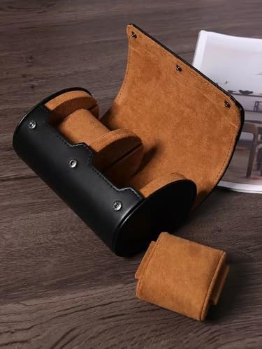 Estuche de Viaje con Rollo de Reloj para Hombre - Organizador de Almacenamiento y 2 Ranuras, Negro/Estilo 2 - Imagen 5 de 5