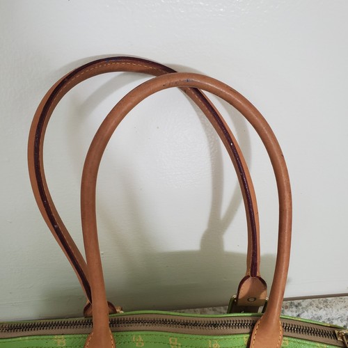 Bolso de Hombro Dooney & Bourke Verde Lona Recubierta Cuero Borde Doble Asas - Imagen 8 de 13