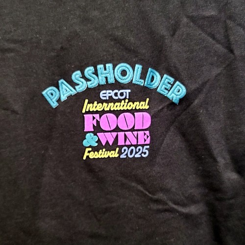 LARGE Disney Parks Shirt 2025 Epcot Food & Wine Festival Passholder Logo Black L - Bild 4 von 4