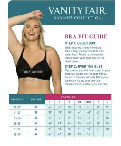 Vanity Fair Radiant Collection Smooth Lightly Lined Underwire Bra 40DDD - Picture 13 of 13