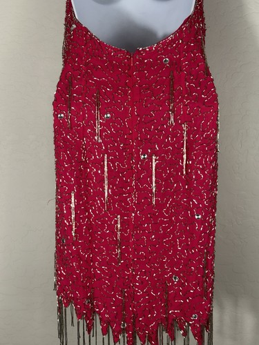VTG 90’s Y2K Nite Line Hot Pink Beaded Tassel Bombshell Dress 2 Read Measurmnt - Picture 15 of 17