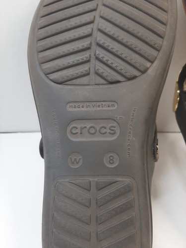 Crocs Sanrah Hammered Circle Wedge Flip Flop Sandal Women's Size 8 Brown & Gold - Picture 8 of 10