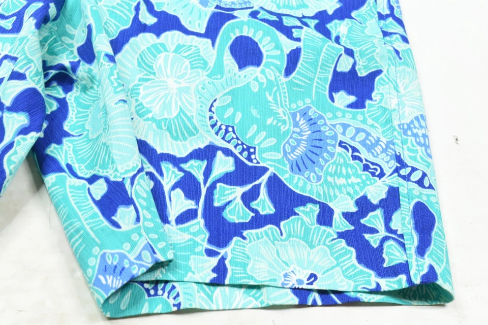 Pantalones Cortos Lilly Pulitzer Beaumont Para Hombre 36 Azul Verde Floral Algodón Playa Foto 4 de 4