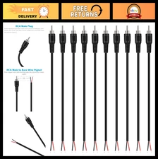 RCA to Speaker Wire Adapter 10-Pack, Male Plug Jack Connector for Audio Video AV