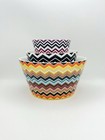 MISSONI CHEVRON ZIGZAG CERAMIC SERVING MIXING BOWLS SET OF 3  MINT!