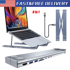 Laptop Docking Station Universal Laptop Stand 8 in 1 USB C Hub, Plug and Play AE