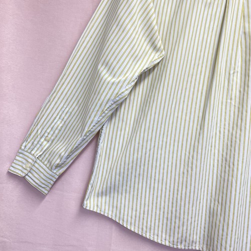Chaps Easy Care Long Sleeve Collar Button Up Shirt Men XL Yellow-White Stripes - Picture 21 of 22