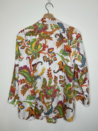 Ralph Lauren Button Up Top Women 2X Floral Paisley Tropical Vacation Lightweight - Picture 2 of 6