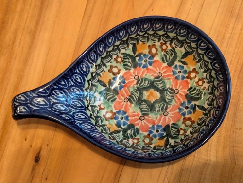 Vintage polnische Keramik Löffel oder Schöpfkelle Rest mehrfarbig Blumen Unikat 2487 PJ 93 - Bild 3 von 8