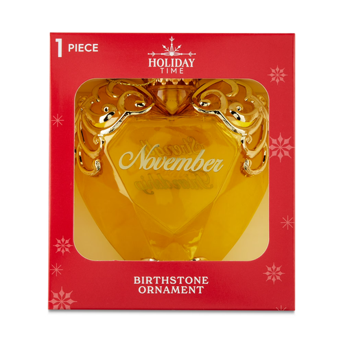 HOLIDAY TIME NOVEMBER YELLOW AMBER TOPAZ BIRTHSTONE CHRISTMAS ORNAMENT 2025 NEW - Picture 1 of 2