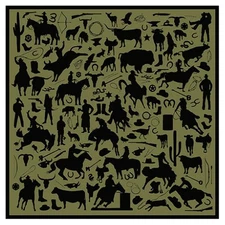 Wyoming Traders Cowboy Silhouette Silk Scarf, Regular, 34.5x34.5, Olive (Cso)