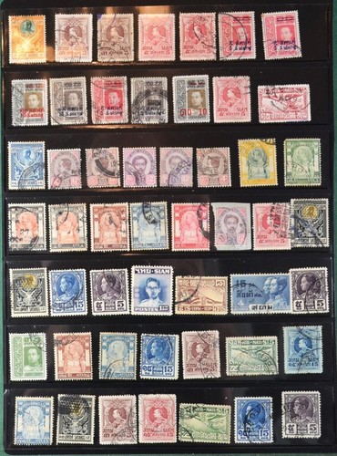 Thailand Briefmarken auf 2 Seiten großer Steckkarte gemischt (K52)