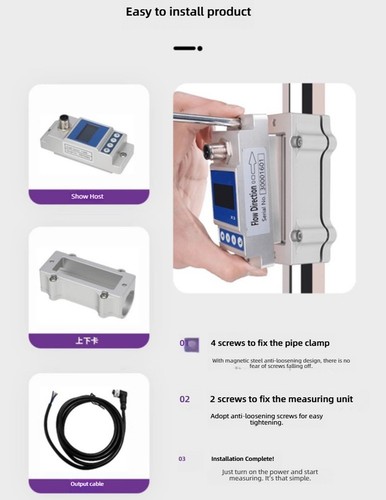 DN10 Ultrasonic Flow Meter No Pipe Cutting External Clip-On Water Sensor Switch - Picture 3 of 11