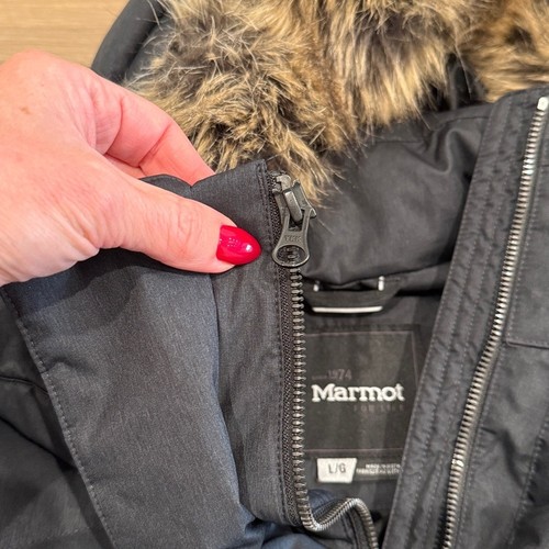 Cappotto invernale MARMOT Charcoal Varma 700 imbottitura zip intera accogliente caldo taglia L - Foto 7 di 13