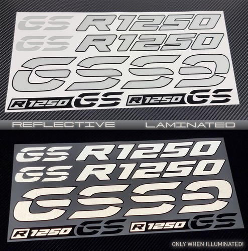 Reflective decals stickers graphic set for BMW GS R1250GS panniers R1250 white - Picture 1 of 6