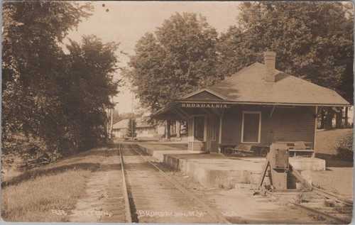 Broadalbin Railroad Train Station New York NY 1916 Amsterdam PM RPPC Postcard