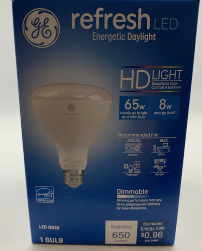 GE Refresh LED Daylight HD Light Bulb BR30 8W 65W Replacement 650 Lumen Dimmable - Picture 2 of 11