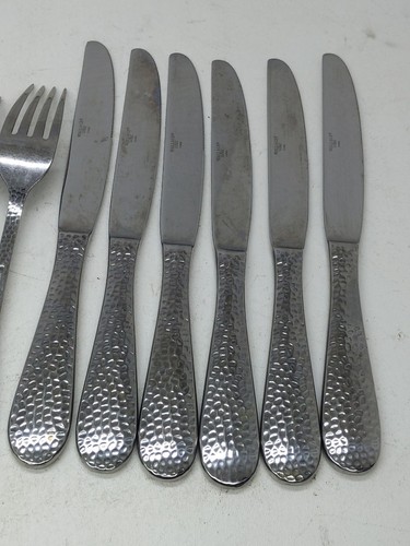Wallace Brooklyn Hammered 18/0 SS Silver Ware Assortment Knifes, Forks, Spoons - Picture 11 of 17