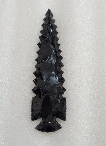 Hoja de punta de flecha de obsidiana negra de 6 pulgadas | Piedra preciosa punta de lanza de cristal tallada a mano - Imagen 3 de 6