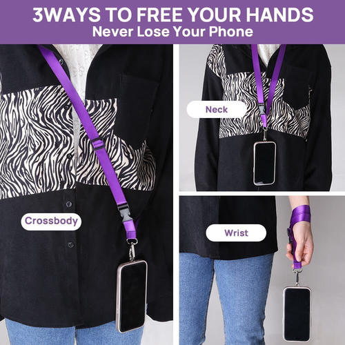 Universal Phone Lanyard Adjustable Neck Strap with 6 Tether Tabs Cell Phone Lany - Picture 6 of 12