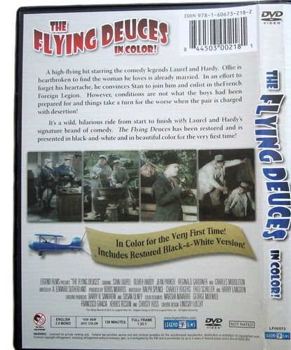 The Flying Deuces In Color (DVD, 2012, LN, Includes BW Version) Laurel & Hardy - Foto 2 di 6
