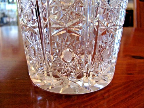 VINTAGE BOHEMIAN CZECH HAND CUT CRYSTAL PANELLED QUEEN LACE 10" LARGE VASE EXC - Picture 4 of 12