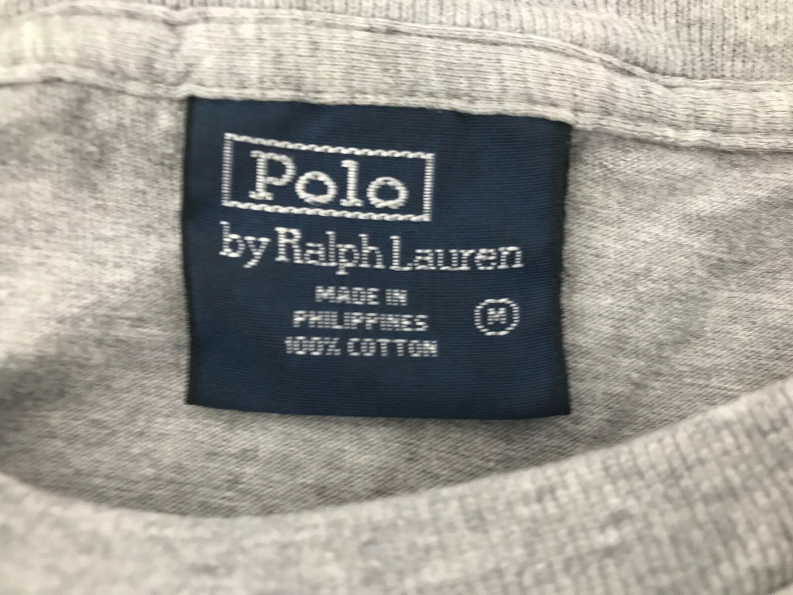 Polo By Ralph Lauren T Shirt Grey w/ Navy Text “POLO” RN 41381 eBay