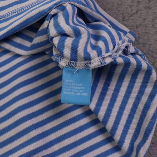 J. Mclaughlin Polo Shirt Mens XL Blue White Striped Performance Casual Preppy - Picture 4 of 7