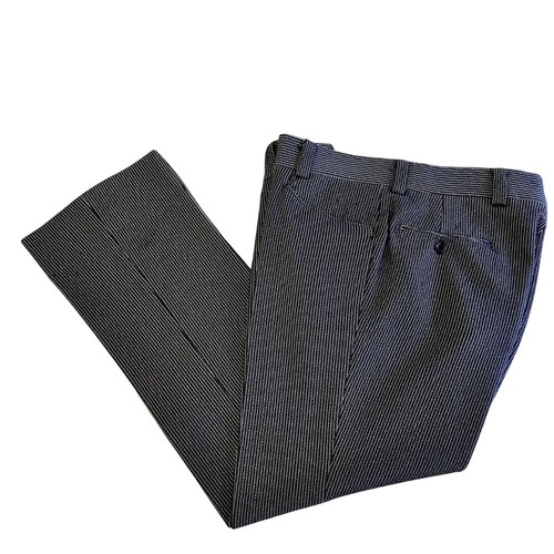 Vtg 70s Textured Navy Blue ATOMIC Stripe MOD Retro Disco Pimp BELL BOTTOMS Pants - Picture 3 of 5
