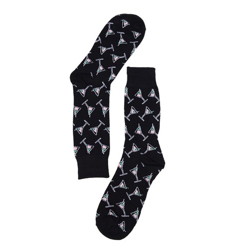 Martini Glass Socks Men's Wild Party New Year Novelty Socks Black Sock Crazy - 第 3/6 張圖片