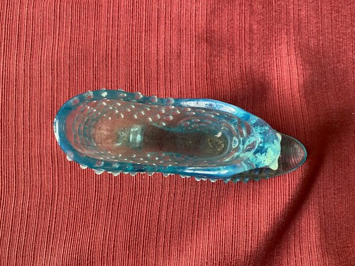 Fenton Light Blue Glass Hobnail Cat Head Slipper - Picture 3 of 5