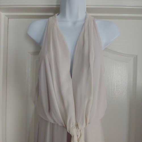BCBG Maxazria Silk Mara Grecian Goddess Flowy Neutral Timeless M NWT Canvas - Picture 3 of 14