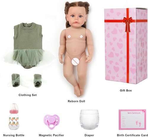 Reborn Baby Dolls Silicone Full Body 22 Inch Waterproof Realistic Newborn Baby - Picture 6 of 7