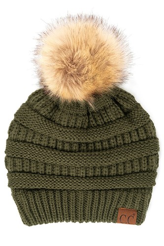 C.C Trendy Warm Grob Weich Stretch Zopfmuster Beanie Totenkopf Mütze Mütze mit Bommel - Bild 75 von 79