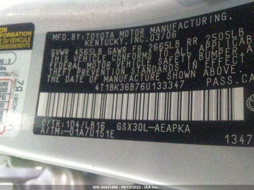 05 06 07 08 09 10 11 12 13 14 15 16 17 18 TOYOTA AVALON Alternator 130 Amp - Bild 9 von 11