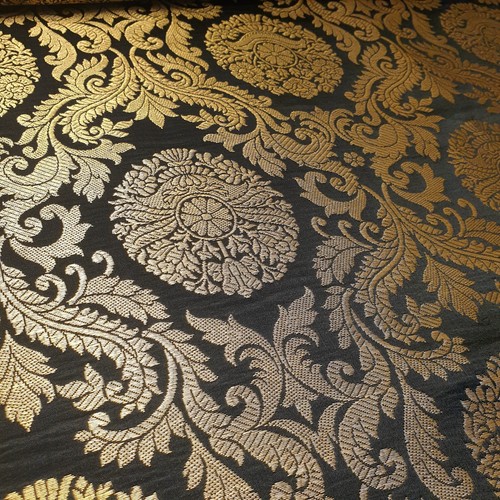 Ornamental Brocade Fabric Ditsy Floral Gold Metallic Jacquard Material 44" Meter - Picture 63 of 120
