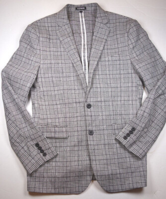 EXPRESS Men's Gray Check Plaid Extra Slim Fit Blazer Jacket