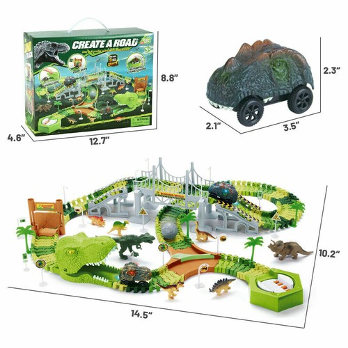 Dinosaur Toys,Create a Dinosaur Road Race,Flexible Track Playset 147pcs - Picture 7 of 8