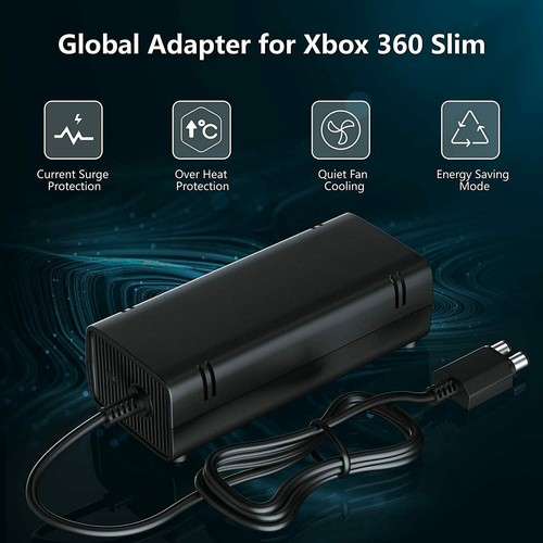 Für Microsoft XBOX 360 Slim /S Console AC Adapter Brick Ladegerät mit Netzkabel - Bild 11 von 12