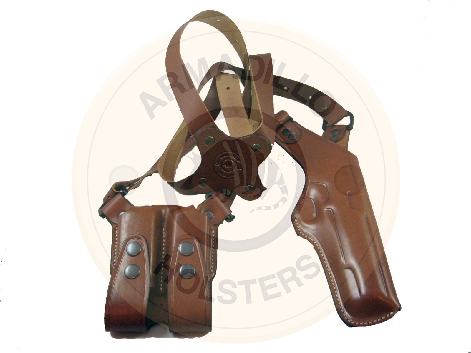 Armadillo Cuero Tostado En Posición verdeical Funda De Hombro Para Glock 34 35 Modelos P1V Armadillo Cuero Tostado En Posición verdeical Funda De Hombro Para Glock 34 35 Modelos P1V
