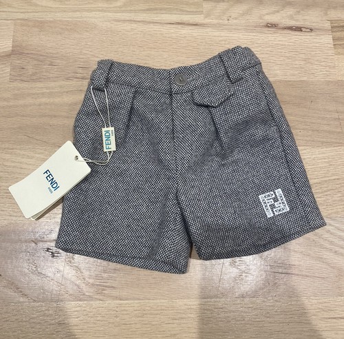 fendi baby boys gray tweed wool shorts 3m holiday gift - Bild 1 von 6