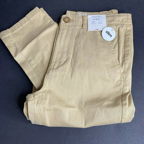 Arizona Boys Flex Dress Pant Tan Khaki Chino Straight Leg Slim & Reg Sizes New! - Picture 35 of 41