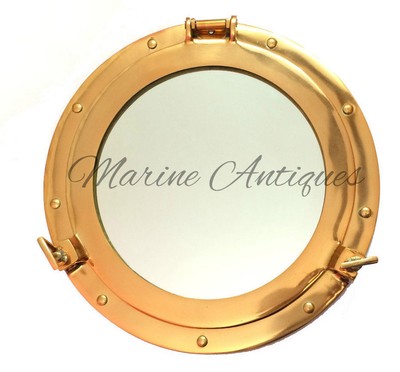 12/"Round Window Porthole-Shiny Brass Ship Porthole Mirror-Home /& Wall Decor