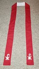 CLERGY STOLE OFFICIANT VESTMENT REVERSIBLE RED & WHITE HAND MADE