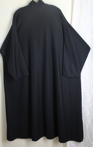 AMAZING! Eskandar Sz 2 2X 3X BLACK Imperial 52" Long WOOL CASHMERE FLANNEL DRESS - Picture 2 of 11