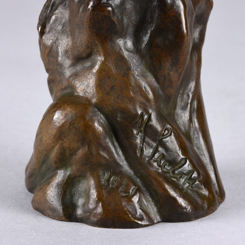 Animalier de mediados del siglo XX bronce "Búho en reposo" por H Sieloff - Imagen 10 de 11